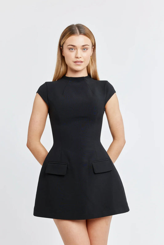Cortez Moretti Sleeve Cap Mini Dress - Black