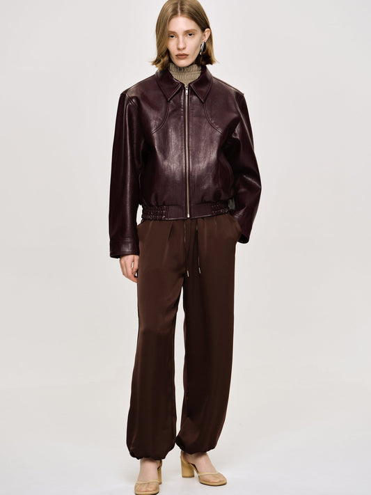 Ennio Faux-Leather Bomber Jacket