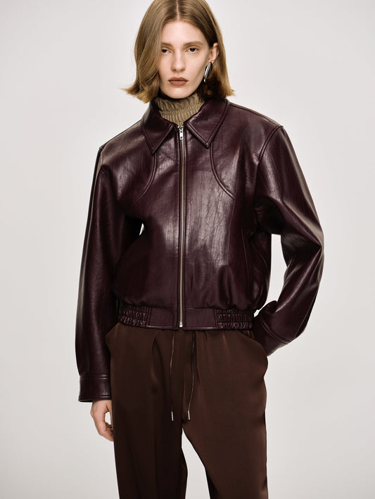 Ennio Faux-Leather Bomber Jacket