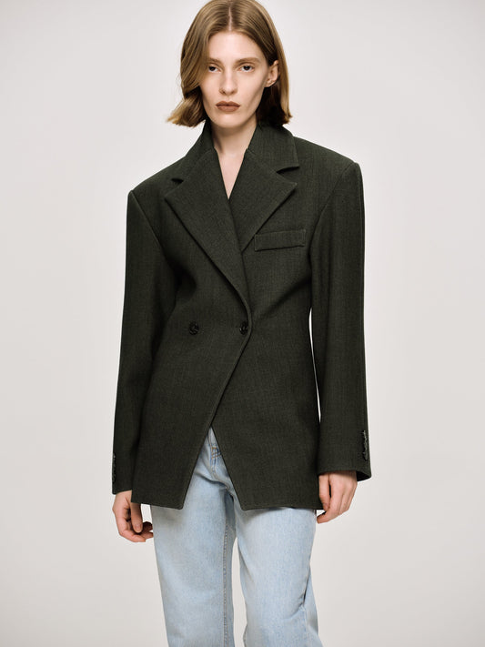 Nangy Double Breasted Cinched Blazer Black